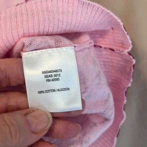 Basic edition size XL pink with red flowers button front cardigan GUC - Picture 5 of 8